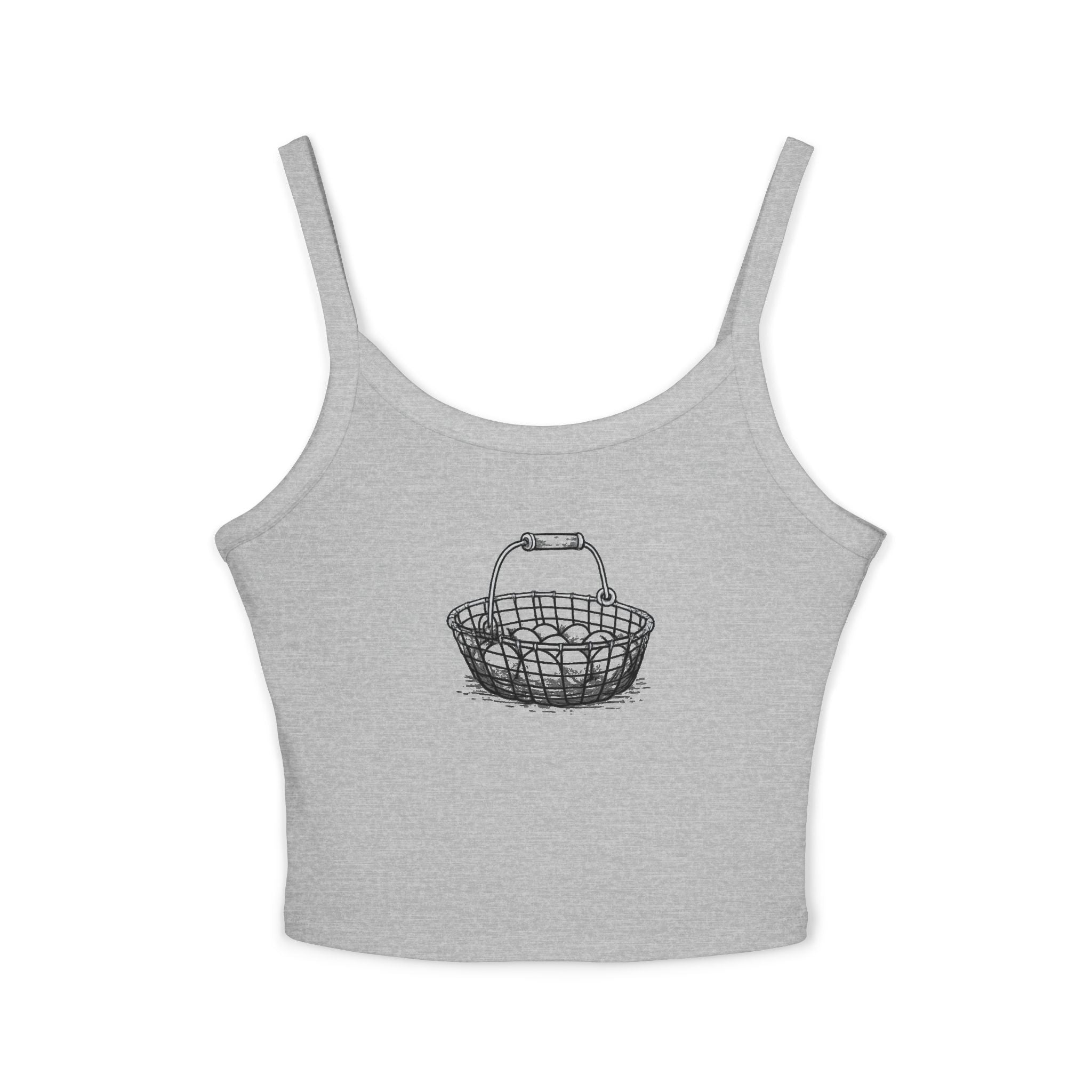 Egg Basket Spaghetti Strap Tank Top — Cute Farmhouse Easter Spring Graphic