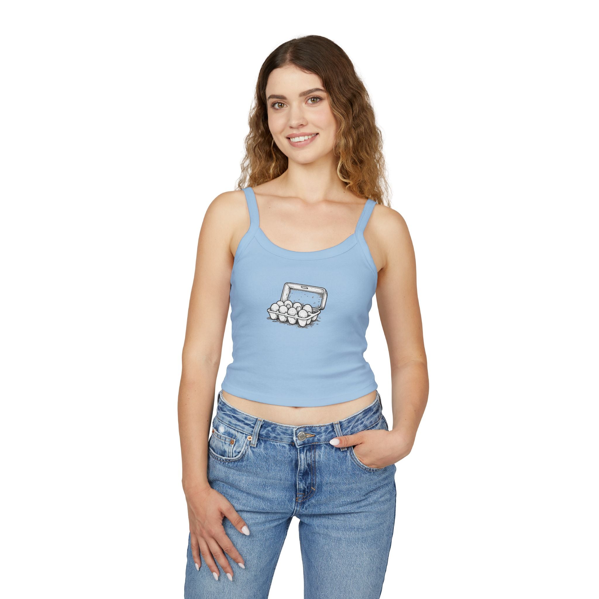 Egg Carton Graphic Tank Top — Women's Spaghetti Strap Summer Tee