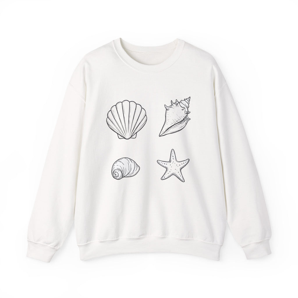 Summer Seashell Crewneck Sweatshirt — Beach Shells Design