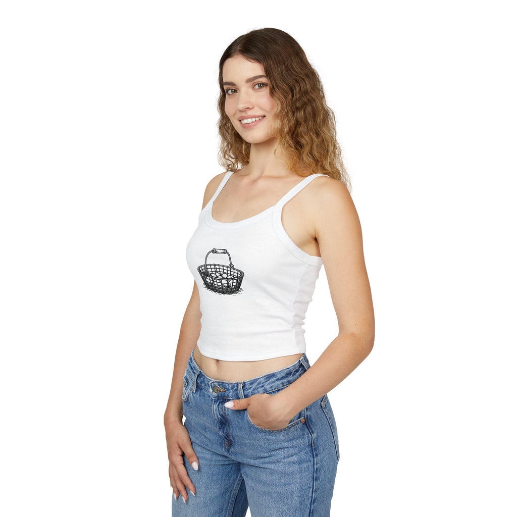 Egg Basket Spaghetti Strap Tank Top — Cute Farmhouse Easter Spring Graphic