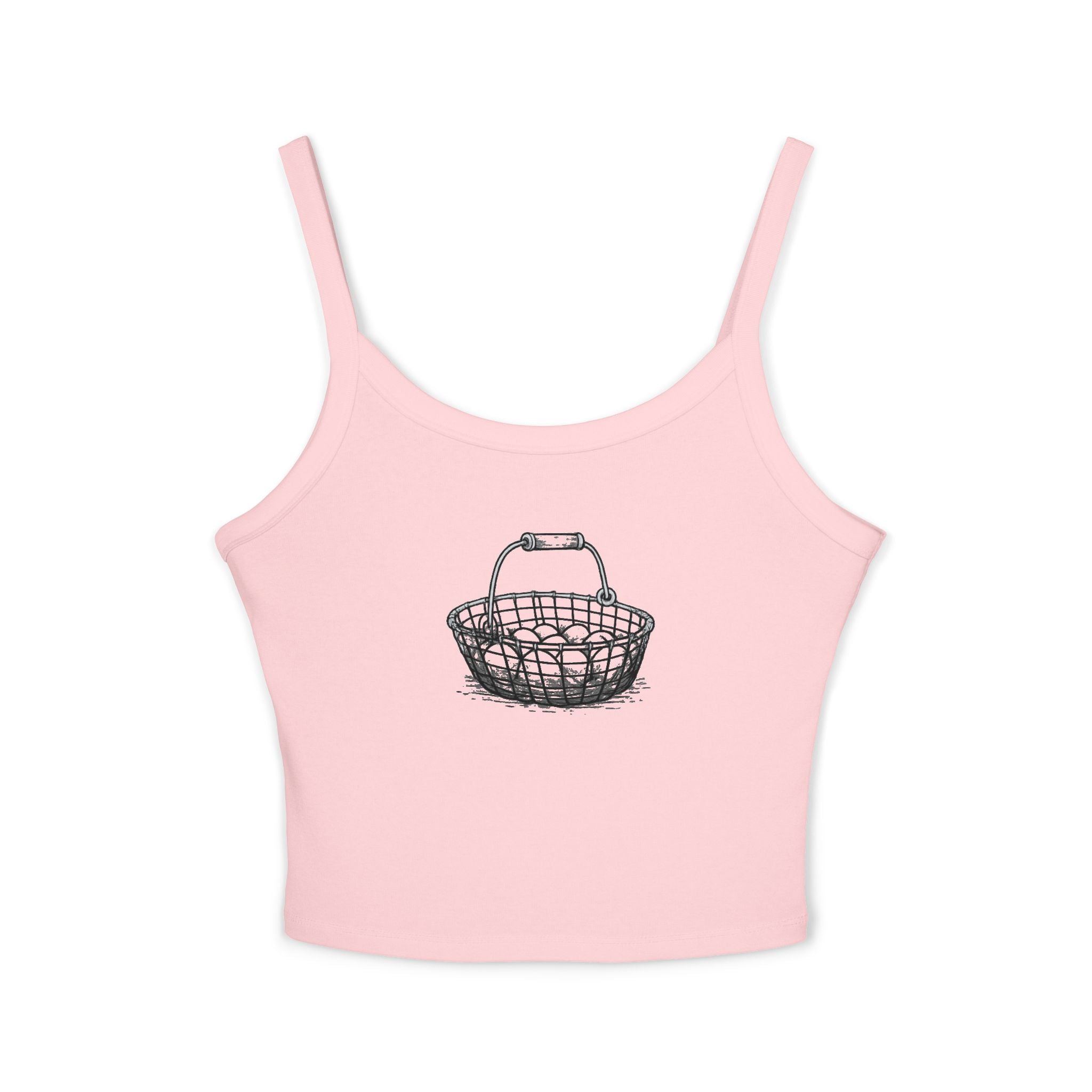 Egg Basket Spaghetti Strap Tank Top — Cute Farmhouse Easter Spring Graphic