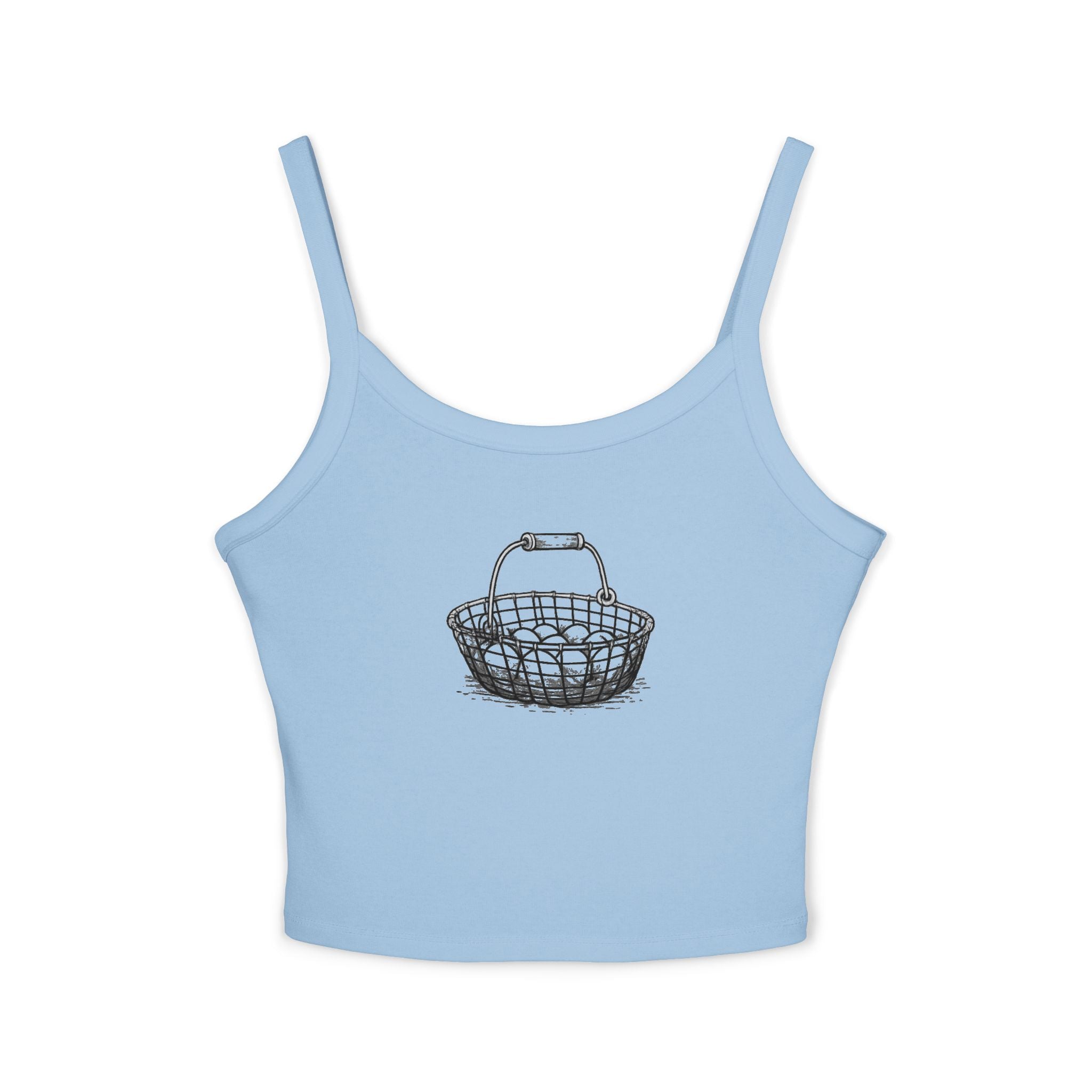 Egg Basket Spaghetti Strap Tank Top — Cute Farmhouse Easter Spring Graphic