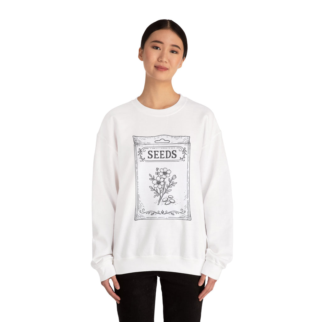 Seed Packet Garden Sweatshirt — Vintage Botanical Gardening Crewneck