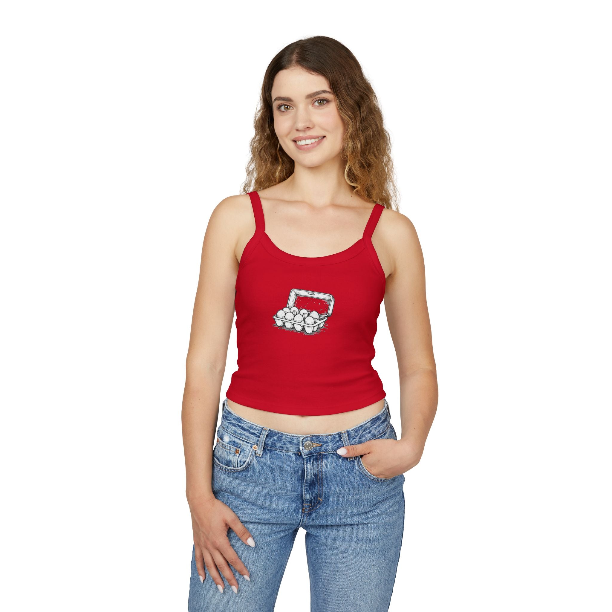 Egg Carton Graphic Tank Top — Women's Spaghetti Strap Summer Tee