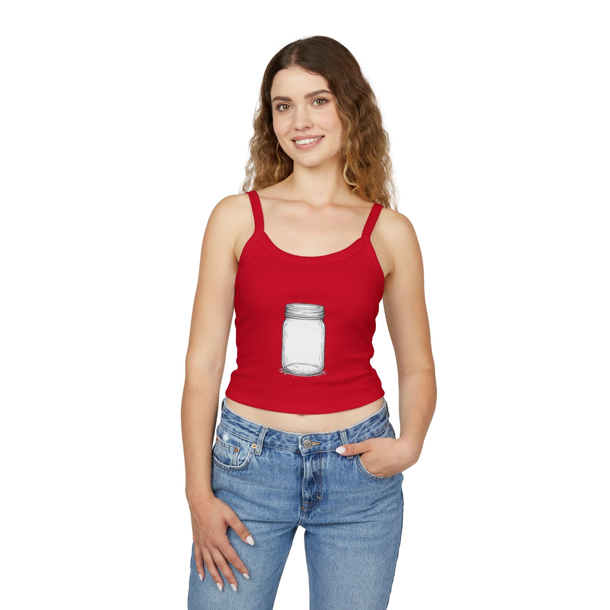 Mason Jar Graphic Tank Top — Women's Spaghetti Strap Summer Tee