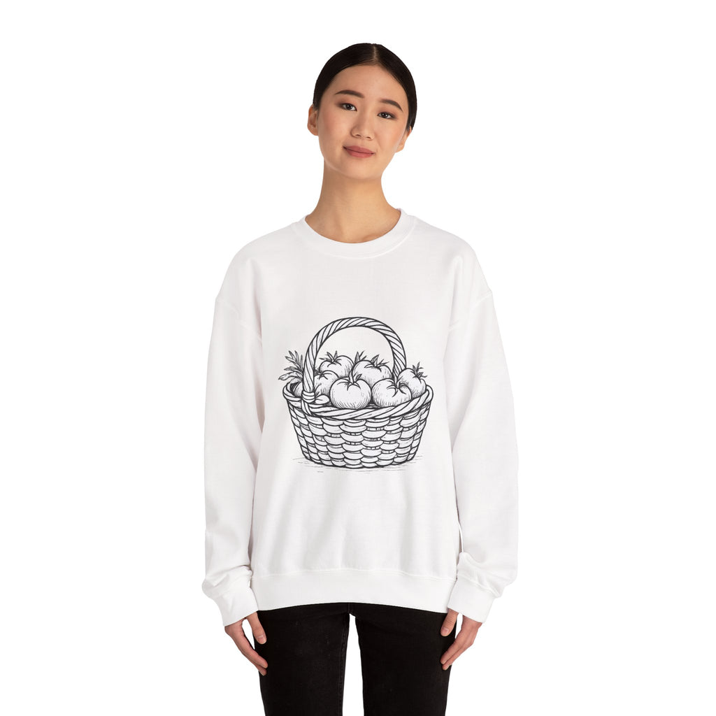 Tomato Basket Crewneck Sweatshirt — Farmhouse Produce Graphic Sweatshirt